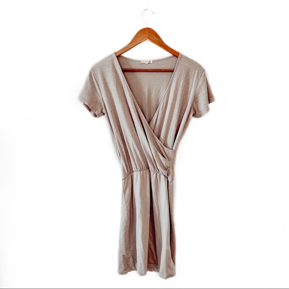 Sundry Gray Wrap T-Shirt Dress Size 1 Small